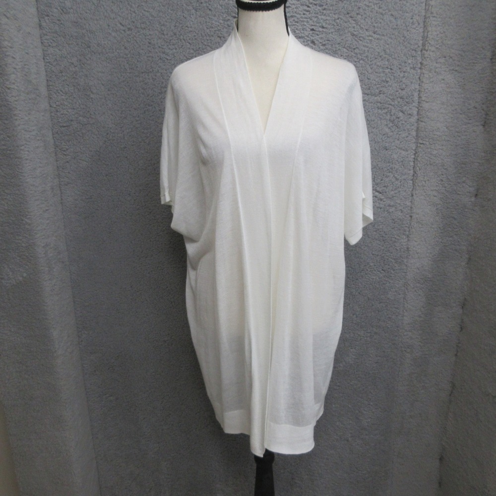 Loft Lightweight Cardigan Sweater Women M White Quiet Luxury Minimalist Layering